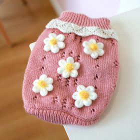 Pet Cats And Dogs Keep Warm And Comfortable Sweater (Option: Pink-Flowers-L)